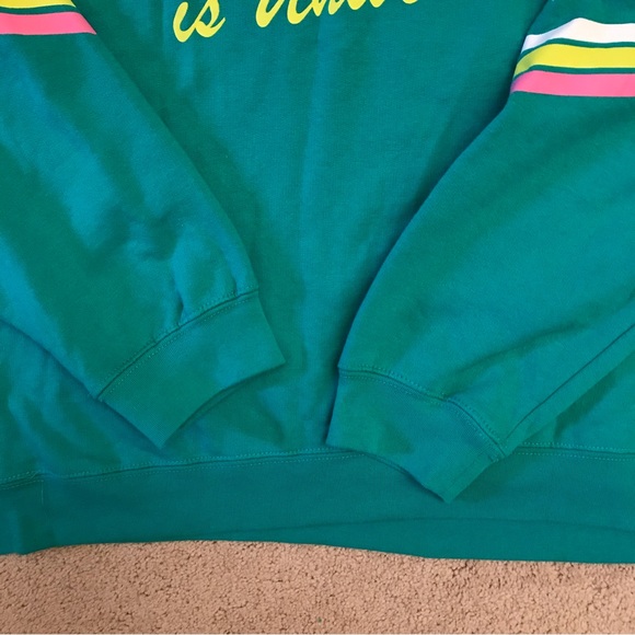 Kindness Is Universal Sweatshirt Womens Plus Size XXL Junior Green Jersey Stripe - Picture 7 of 8